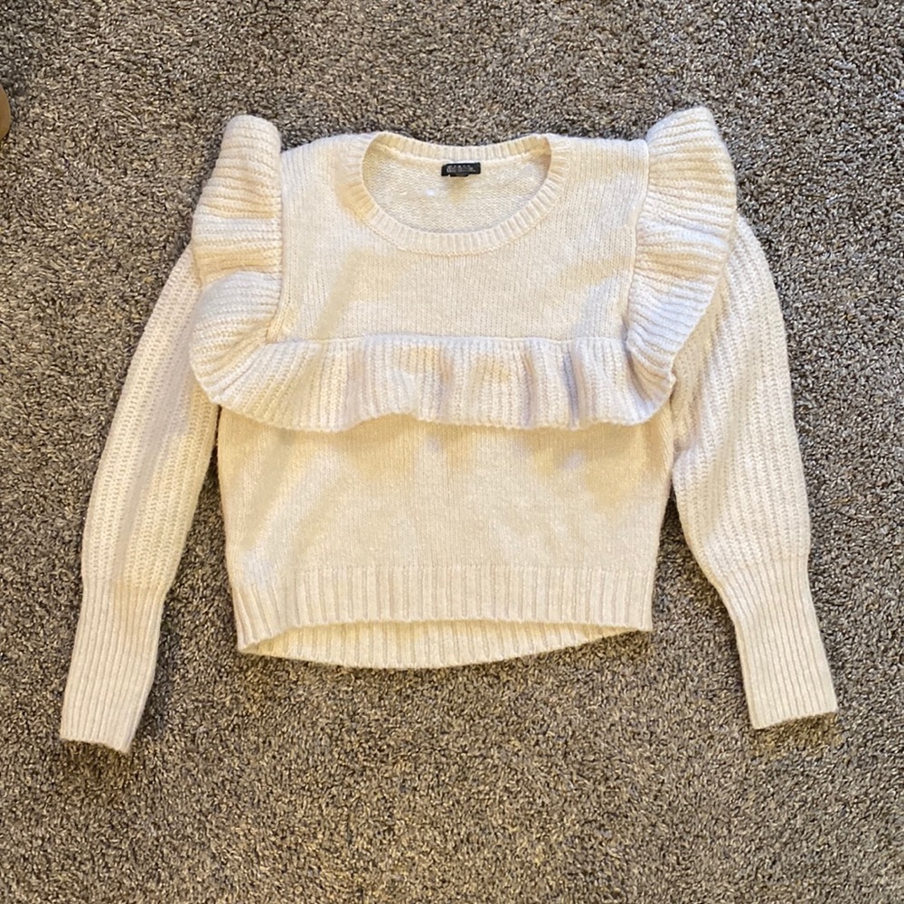 Wild Fable cream ruffle crop sweater